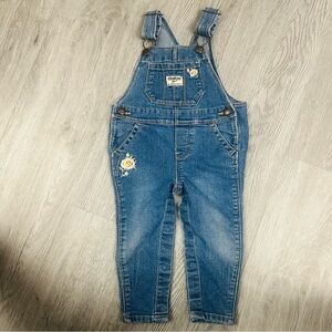 VTG Oshkosh B’Gosh Floral Embroidered Denim Overalls Toddler Girl 12M Y2K Retro